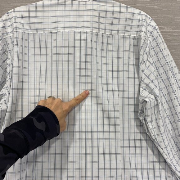 Mizzen + Main Shirt Mens Large White Check Large Trim Fit Button Up Long Sleeve - Picture 6 of 13